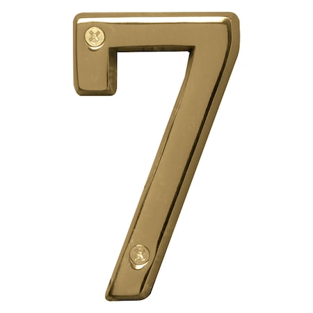 Hy-Ko 4In Polished Brass Number 7, 3PK A30907